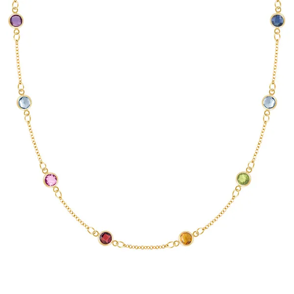 Personalized Classic 8 Birthstone Necklace in 14k Gold sold by Haverhill