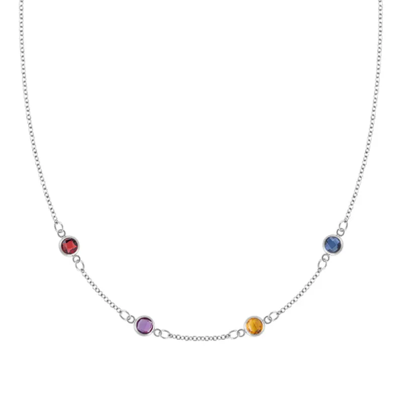 Personalized Classic 4 Birthstone Necklace in 14k Gold sold by Haverhill