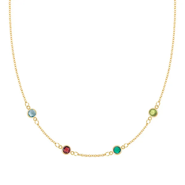 Personalized Classic 4 Birthstone Necklace in 14k Gold sold by Haverhill