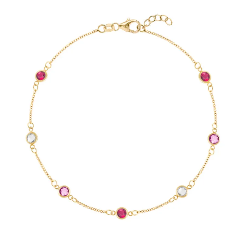 Personalized Classic 7 Birthstone Bracelet in 14k Gold sold by Haverhill