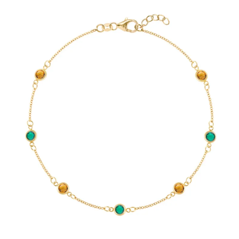 Personalized Classic 7 Birthstone Bracelet in 14k Gold sold by Haverhill
