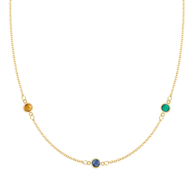 Personalized Classic 3 Birthstone Necklace in 14k Gold sold by Haverhill