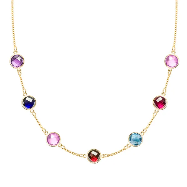 Personalized Grand 7 Birthstone Necklace in 14k Gold sold by Haverhill