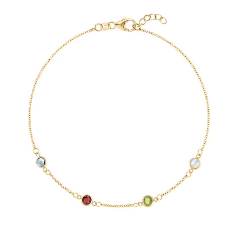 Personalized Classic 4 Birthstone Bracelet in 14k Gold sold by Haverhill