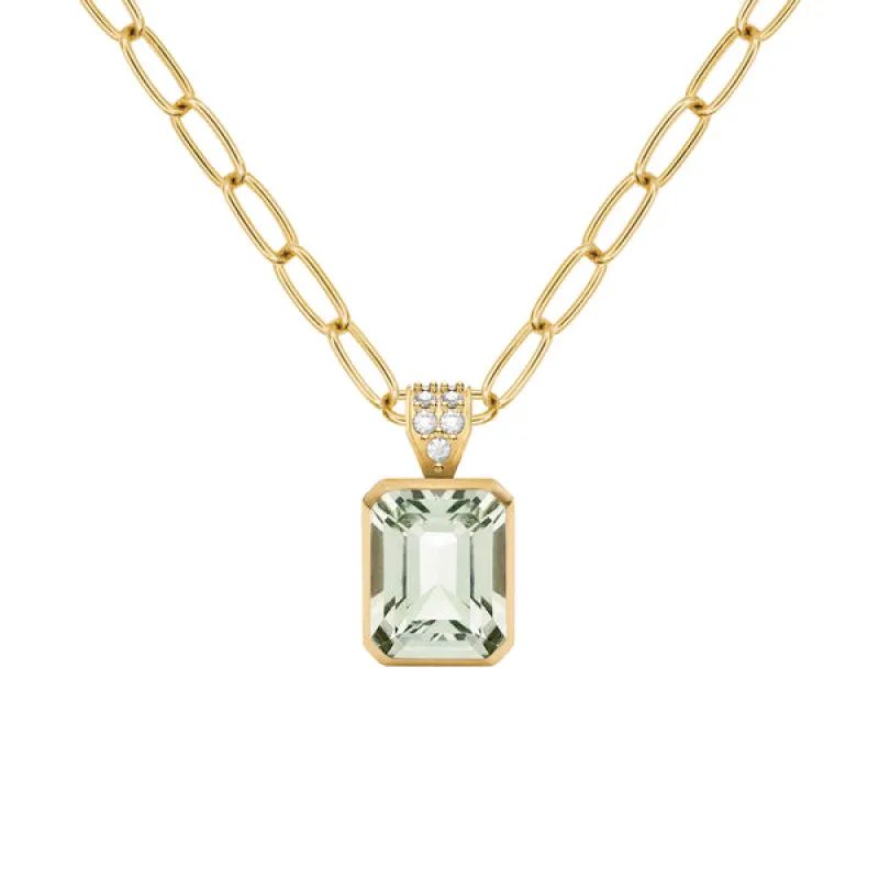 Warren Green Amethyst Pendant with Diamond Bale in 14k Gold (February) sold by Haverhill