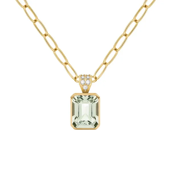 Warren Green Amethyst Pendant with Diamond Bale in 14k Gold (February) sold by Haverhill