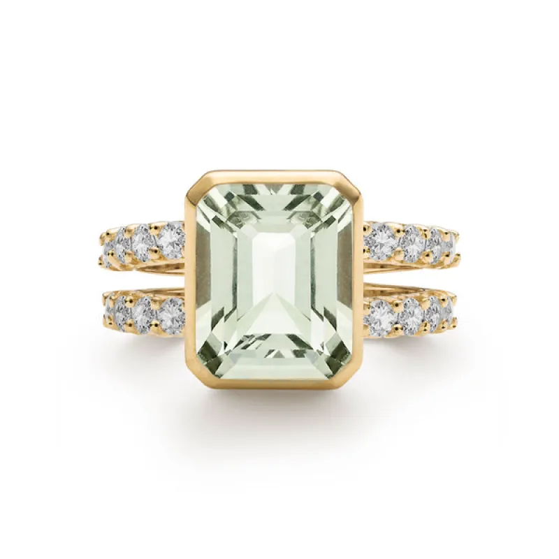 Personalized Warren Vertical Birthstone Ring with Accent Stones in 14k Gold sold by Haverhill