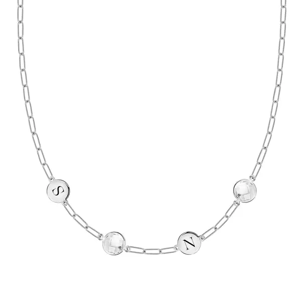 Personalized 2 Letter & 2 Grand Birthstone Adelaide Mini Necklace in 14k Gold sold by Haverhill