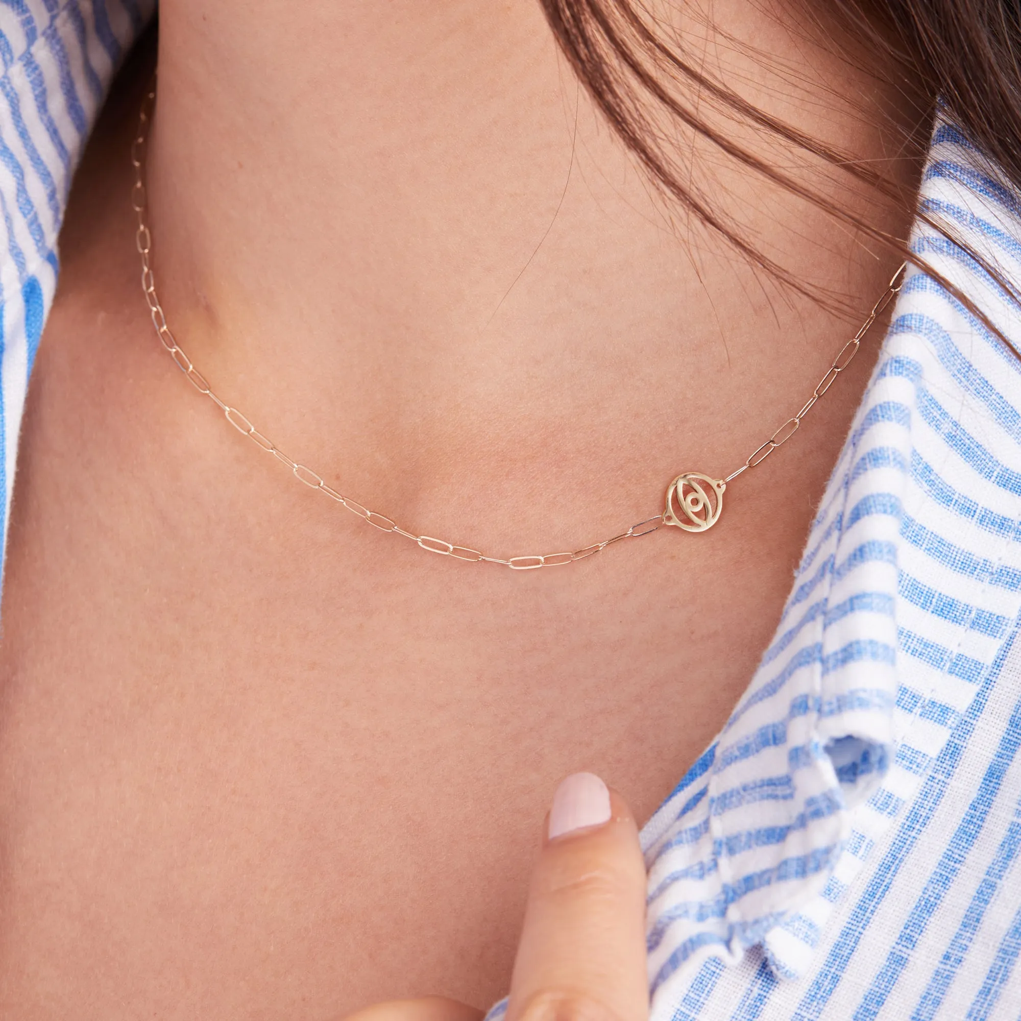 Evil Eye Adelaide Mini Necklace (Asymmetrical) in 14k Gold sold by Haverhill product image thumbnail 3