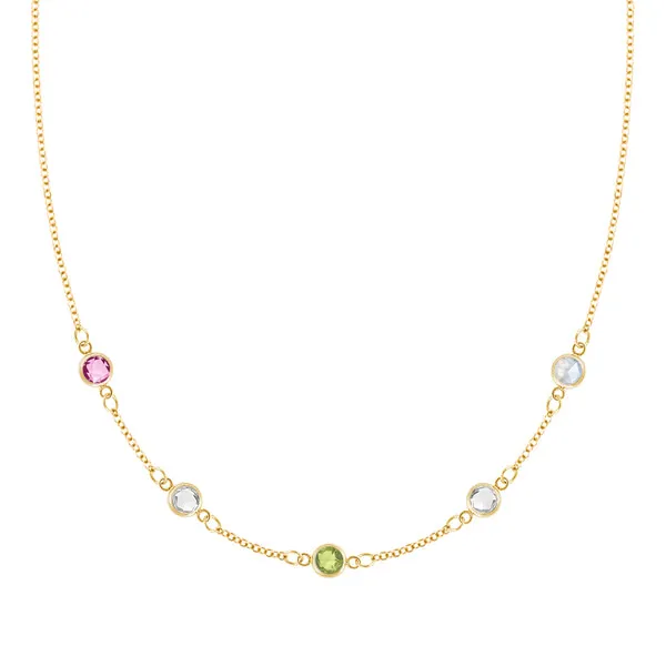 Personalized Classic 5 Birthstone Necklace in 14k Gold sold by Haverhill