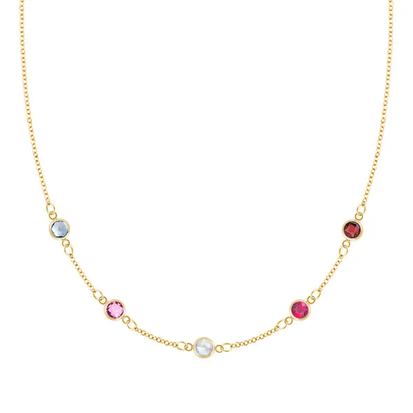 Personalized Classic 5 Birthstone Necklace in 14k Gold sold by Haverhill