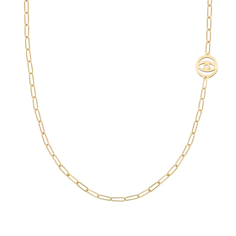 Evil Eye Adelaide Mini Necklace (Asymmetrical) in 14k Gold sold by Haverhill