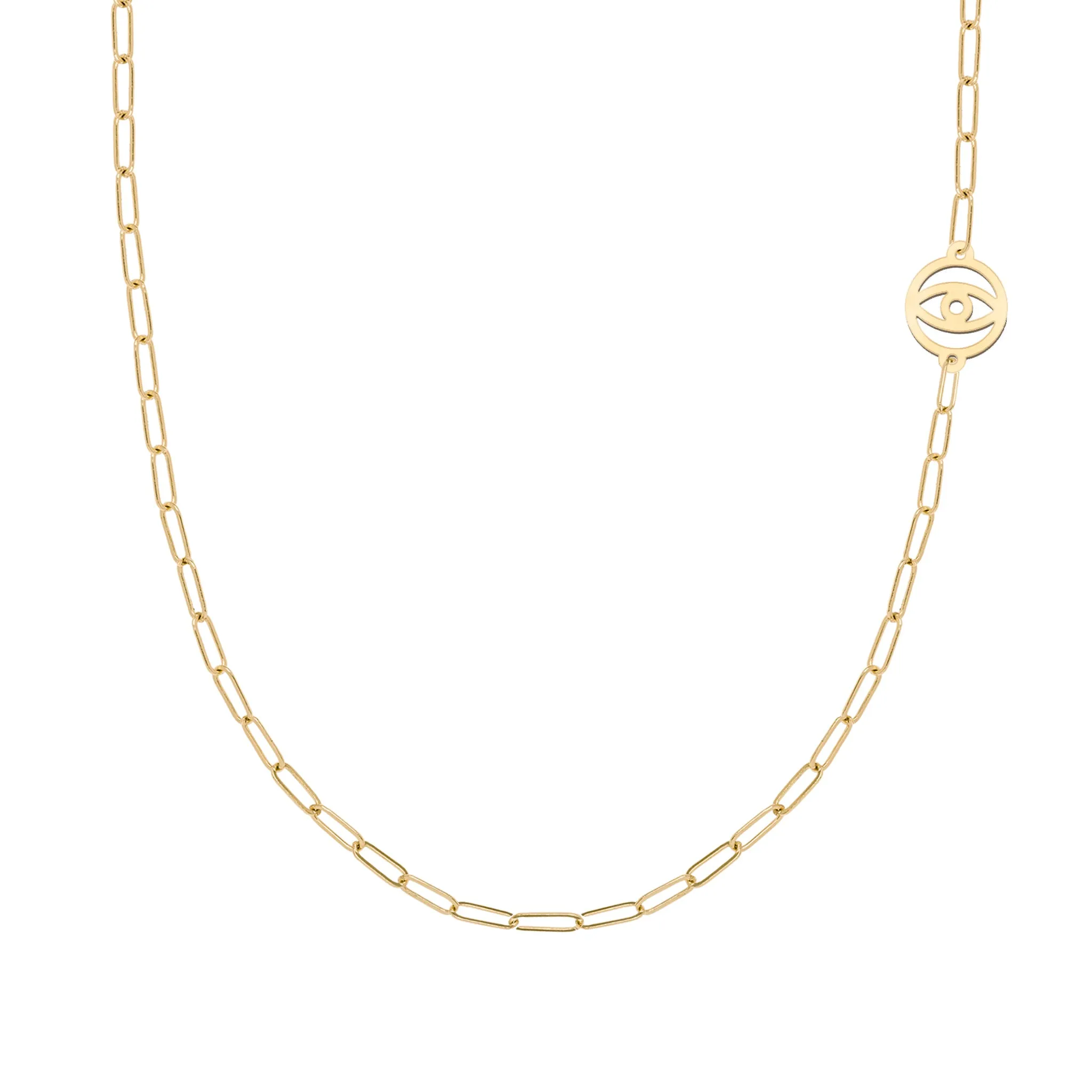 Evil Eye Adelaide Mini Necklace (Asymmetrical) in 14k Gold sold by Haverhill