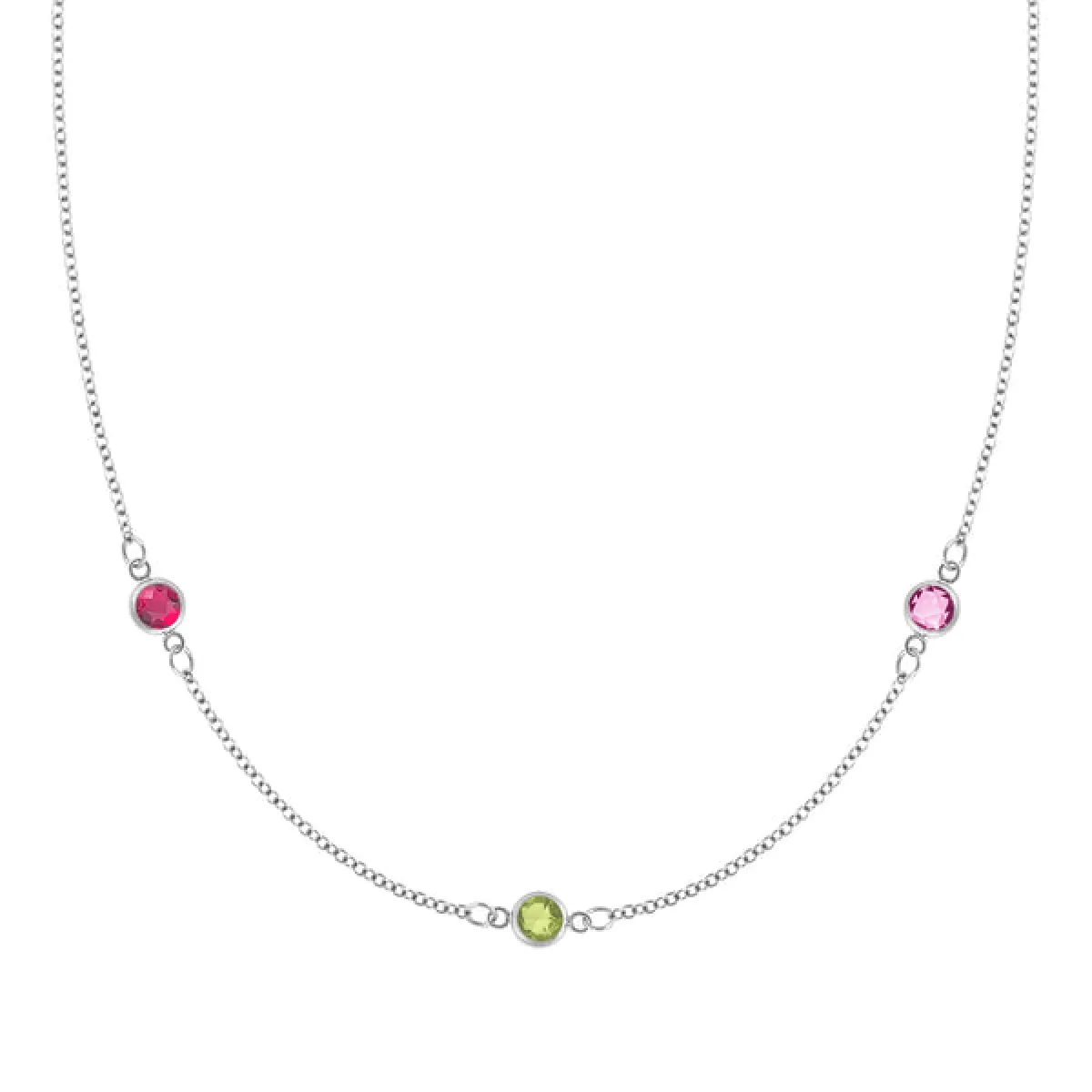 Personalized Classic 3 Birthstone Necklace in 14k Gold