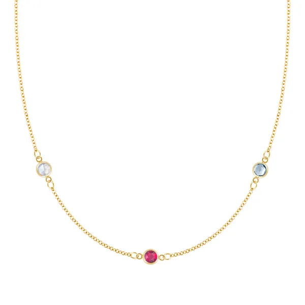 Personalized Classic 3 Birthstone Necklace in 14k Gold sold by Haverhill