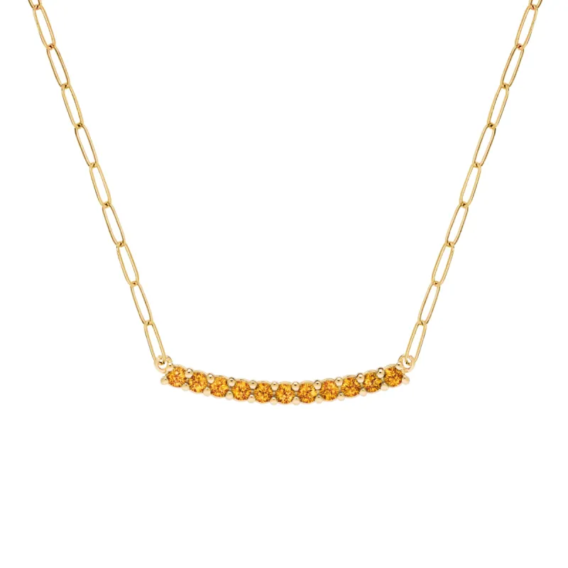 Rosecliff Citrine Bar Adelaide Mini Necklace in 14k Gold (November) sold by Haverhill