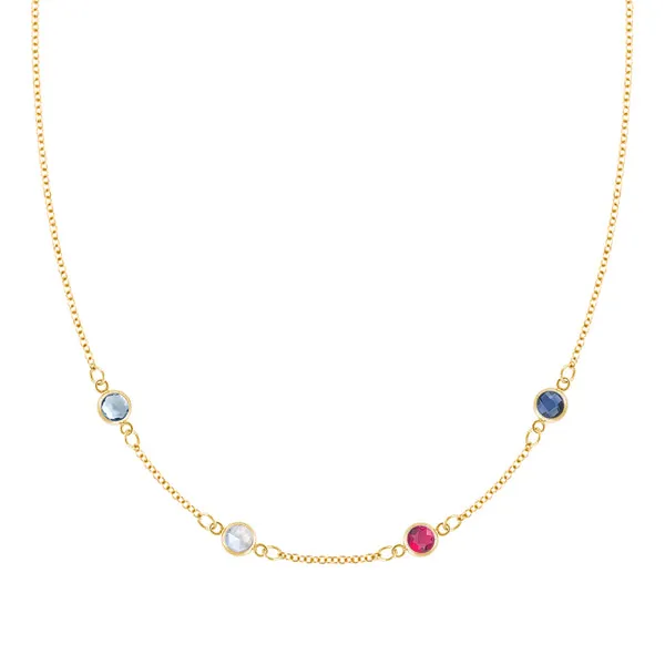 Personalized Classic 4 Birthstone Necklace in 14k Gold sold by Haverhill