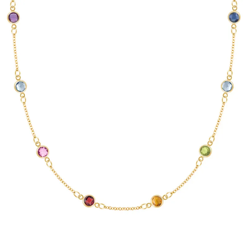 Personalized Classic 8 Birthstone Necklace in 14k Gold sold by Haverhill