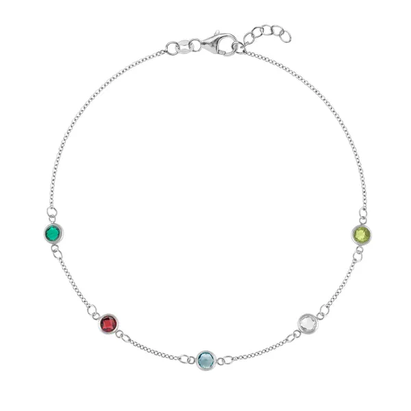 Personalized Classic 5 Birthstone Bracelet in 14k Gold sold by Haverhill
