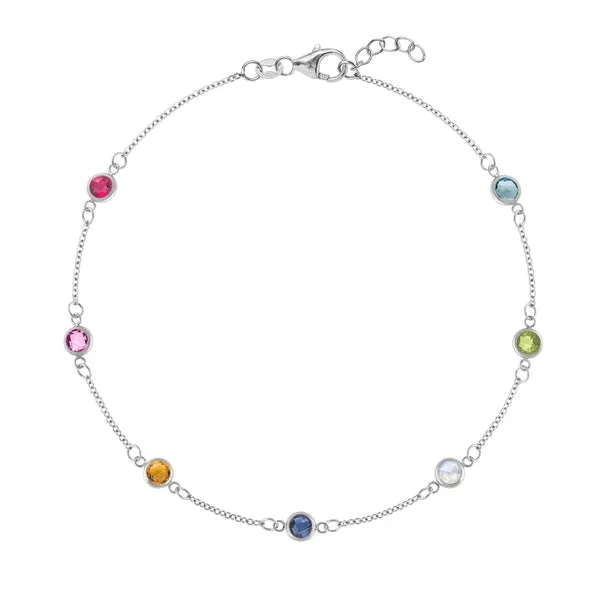 Personalized Classic 7 Birthstone Bracelet in 14k Gold sold by Haverhill