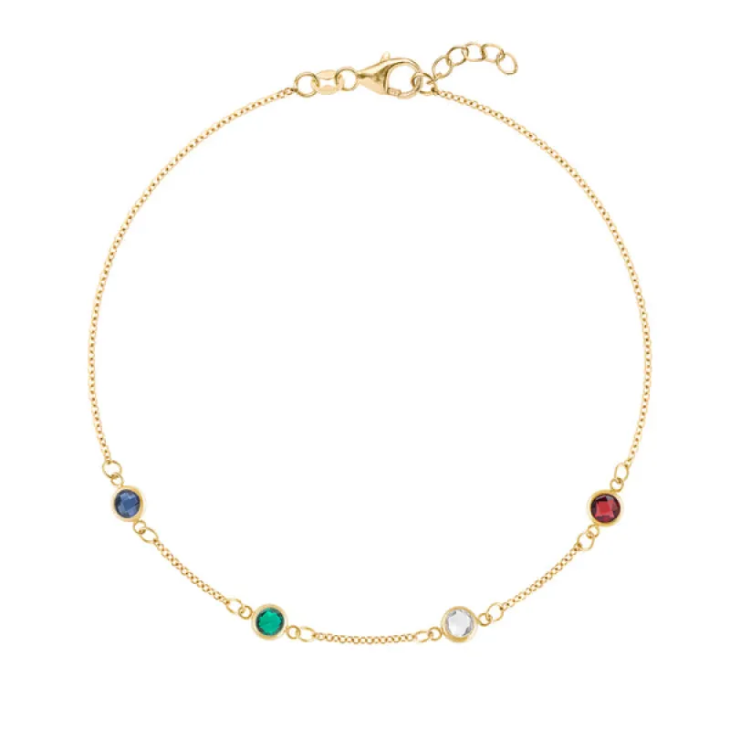 Personalized Classic 4 Birthstone Bracelet in 14k Gold sold by Haverhill