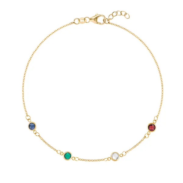 Personalized Classic 4 Birthstone Bracelet in 14k Gold sold by Haverhill