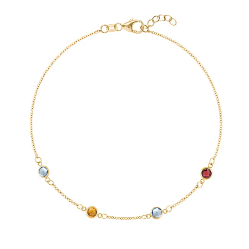 Personalized Classic 4 Birthstone Bracelet in 14k Gold sold by Haverhill