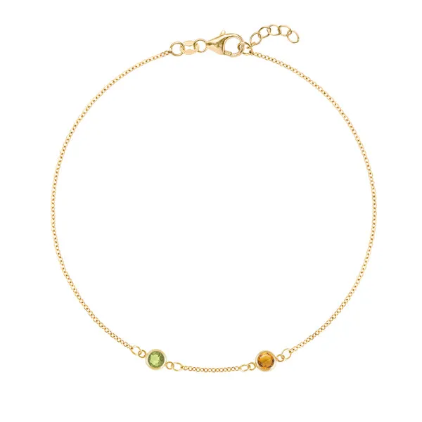 Personalized Classic 2 Birthstone Bracelet in 14k Gold sold by Haverhill
