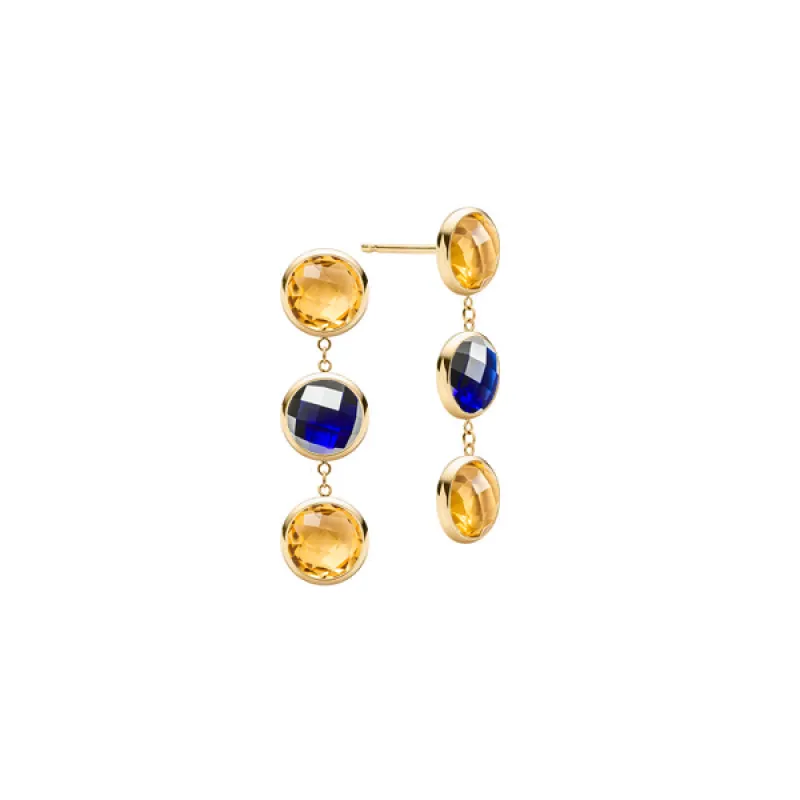 Personalized Newport Grand 3 Birthstone Earrings in 14k Gold sold by Haverhill