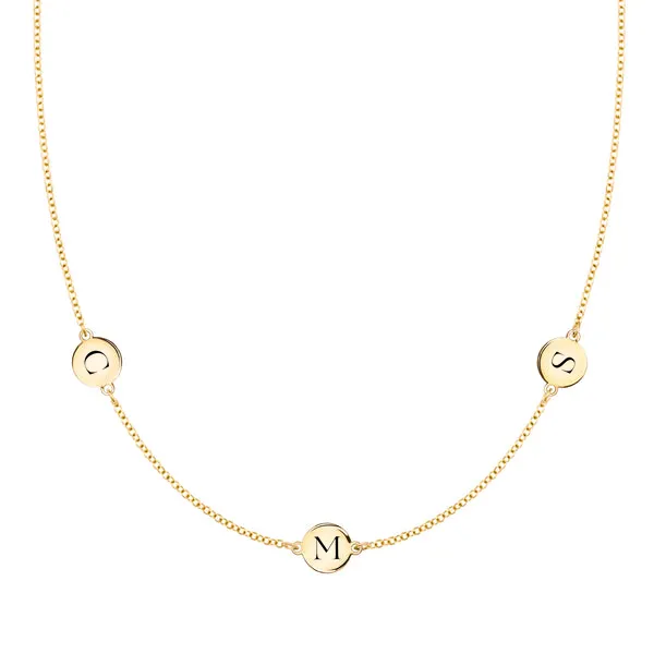 Personalized 3 Letter Necklace in 14k Gold (Double Spacing) sold by Haverhill