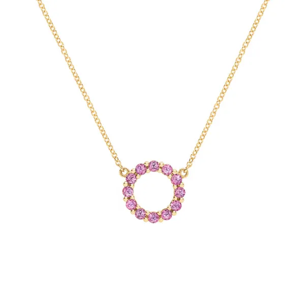 Personalized Rosecliff Small Circle Birthstone Necklace in 14k Gold sold by Haverhill