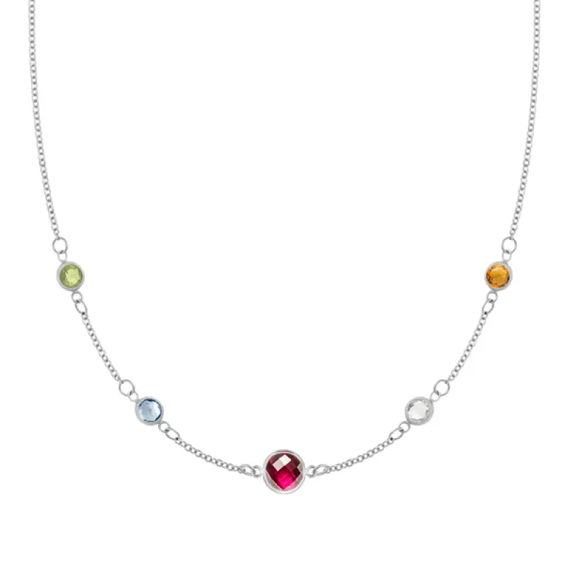 Personalized 1 Grand & 4 Classic Birthstone Necklace in 14k Gold sold by Haverhill