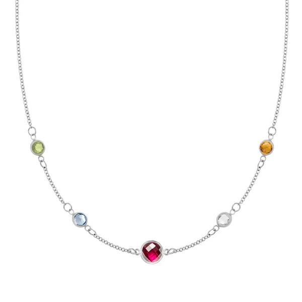 Personalized 1 Grand & 4 Classic Birthstone Necklace in 14k Gold sold by Haverhill