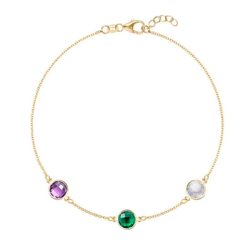 Personalized Grand 3 Birthstone Bracelet in 14k Gold sold by Haverhill