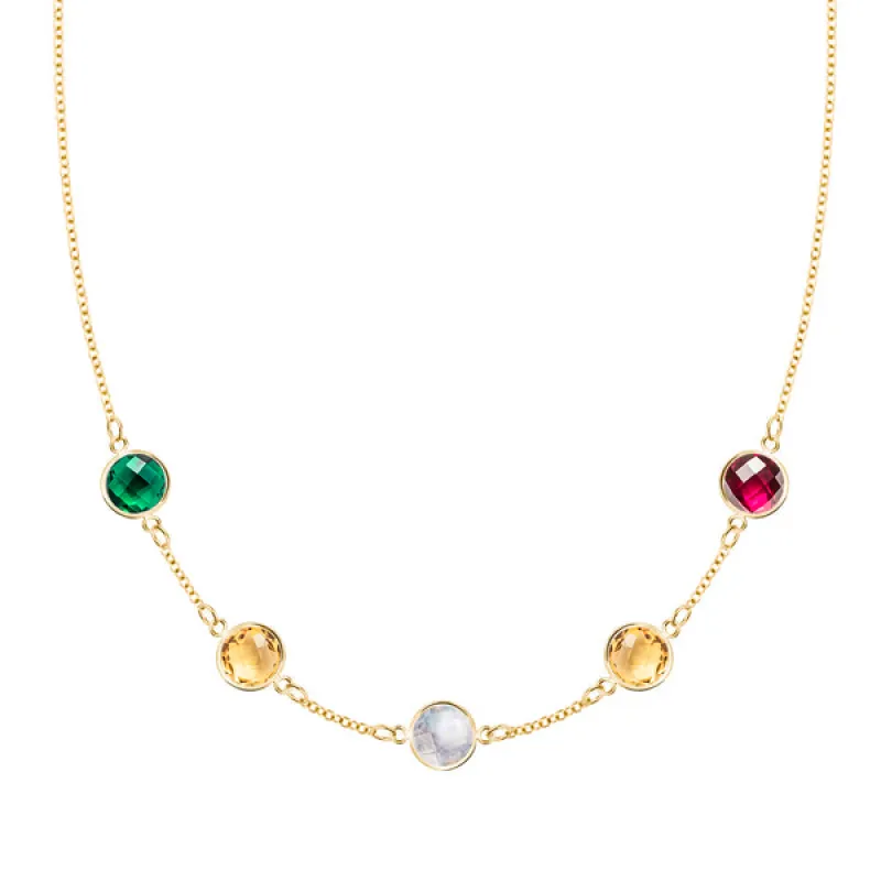 Personalized Grand 5 Birthstone Necklace in 14k Gold sold by Haverhill