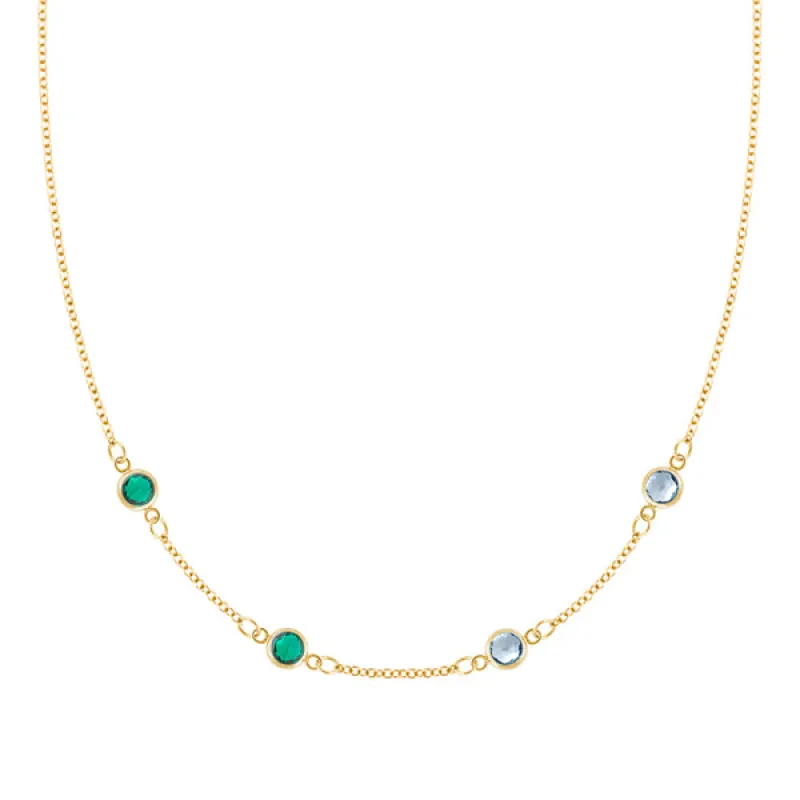 Personalized Classic 4 Birthstone Necklace in 14k Gold sold by Haverhill