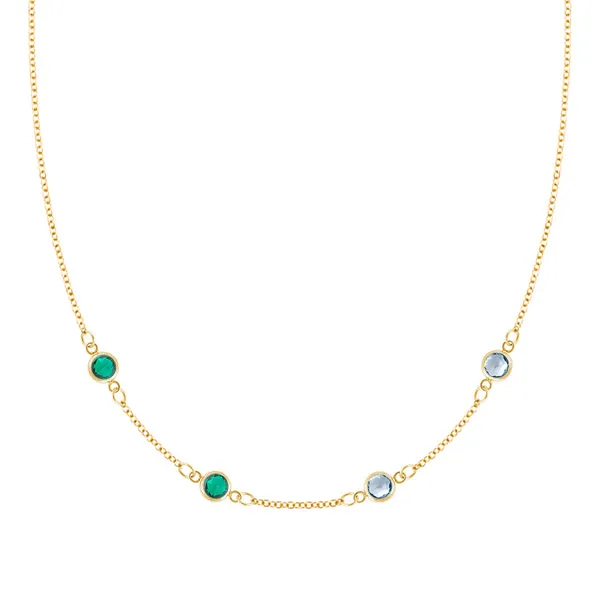 Personalized Classic 4 Birthstone Necklace in 14k Gold sold by Haverhill