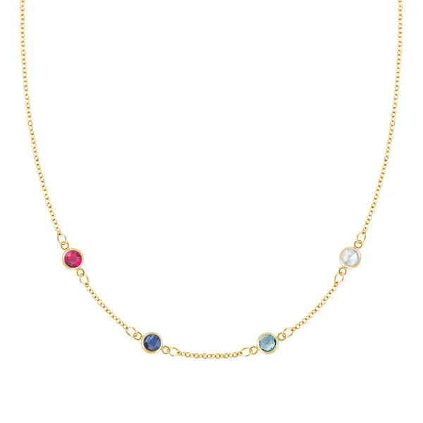 Personalized Classic 4 Birthstone Necklace in 14k Gold sold by Haverhill