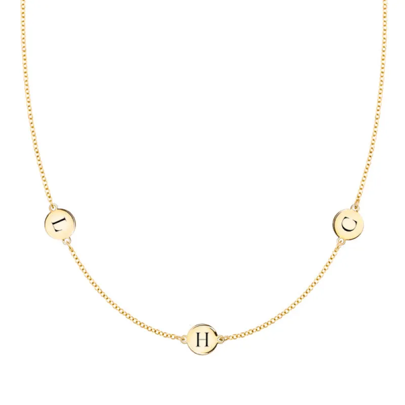 Personalized 3 Letter Necklace in 14k Gold (Double Spacing) sold by Haverhill