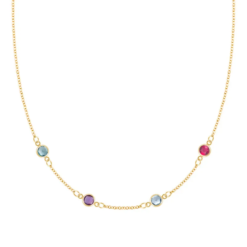 Personalized Classic 4 Birthstone Necklace in 14k Gold sold by Haverhill