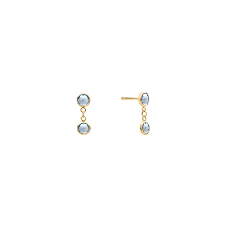 Personalized Classic 2 Birthstone Earrings in 14k Gold sold by Haverhill