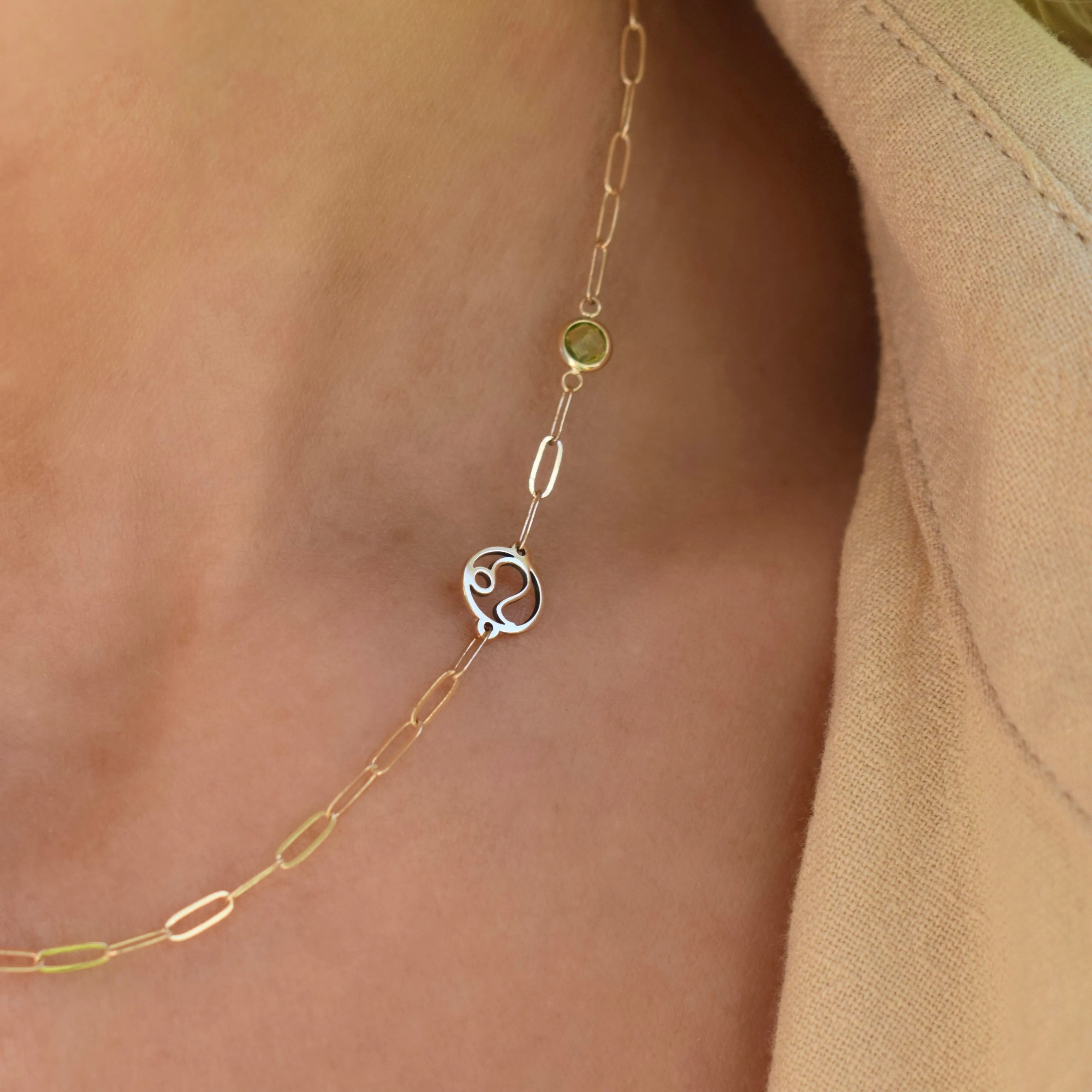 Personalized Zodiac & Birthstone Adelaide Mini Necklace in 14k Gold sold by Haverhill product image thumbnail 3