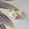 Personalized Greenwich Flower Birthstone & Diamond Ring in 14k Gold sold by Haverhill