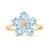 Personalized Greenwich Flower Birthstone & Diamond Ring in 14k Gold sold by Haverhill