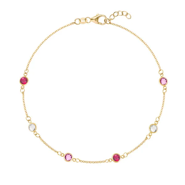 Personalized Classic 6 Birthstone Bracelet in 14k Gold sold by Haverhill