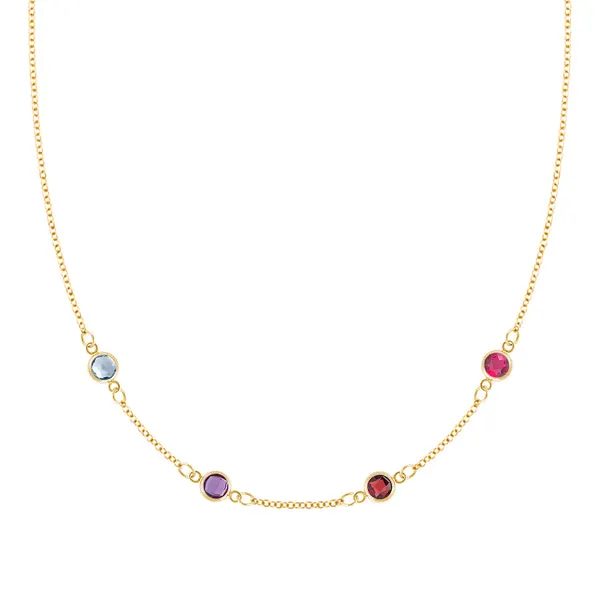 Personalized Classic 4 Birthstone Necklace in 14k Gold sold by Haverhill