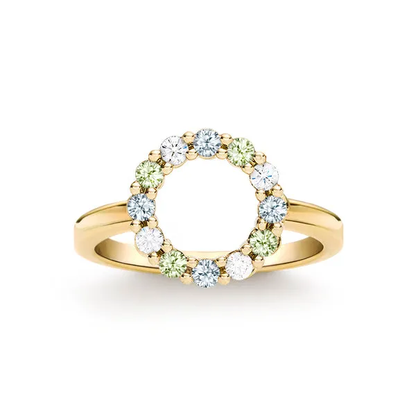 Personalized Rosecliff Small Circle Birthstone Ring in 14k Gold sold by Haverhill