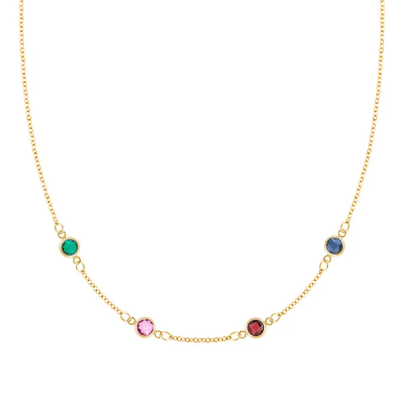 Personalized Classic 4 Birthstone Necklace in 14k Gold sold by Haverhill