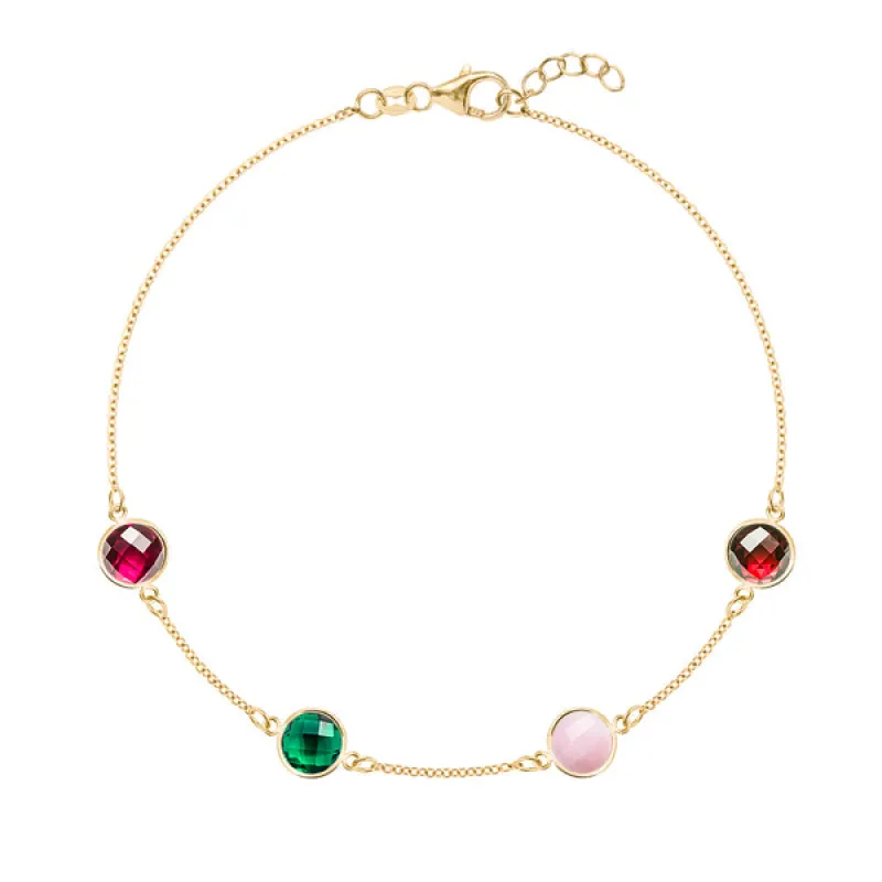 Personalized Grand 4 Birthstone Bracelet in 14k Gold sold by Haverhill