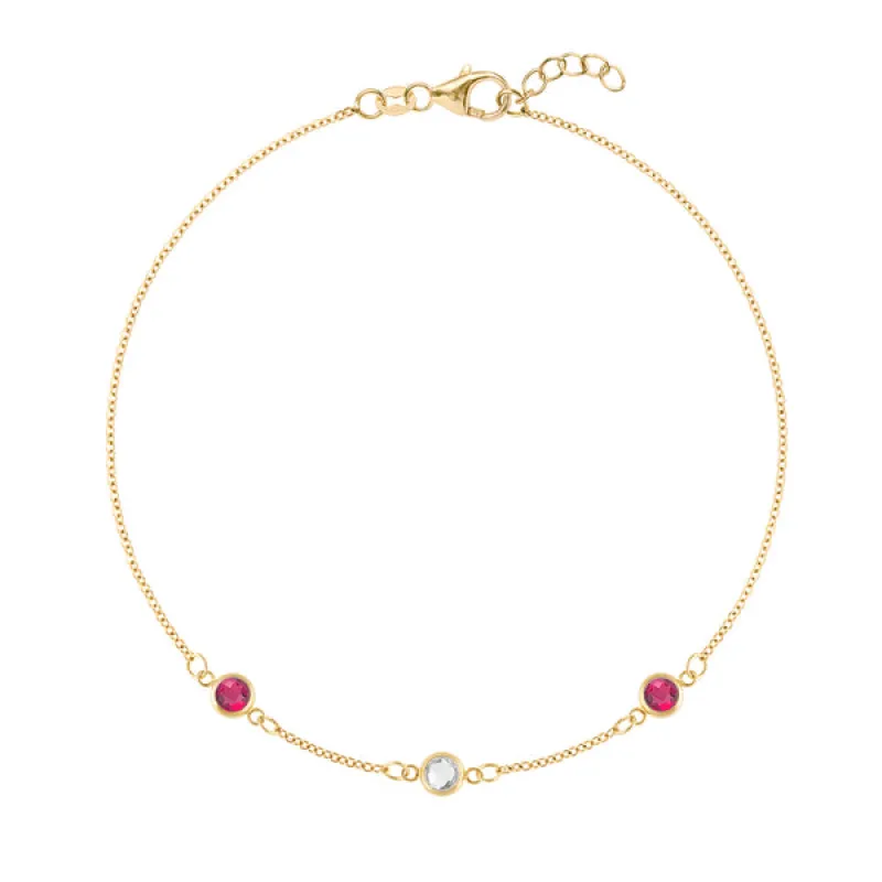 Personalized Classic 3 Birthstone Bracelet in 14k Gold sold by Haverhill